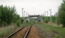 Linia Korsze - Żeleznodorożnyj. Widok na bramę graniczną kolejowego przejścia...